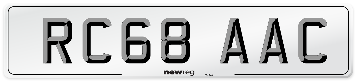 RC68 AAC Number Plate from New Reg